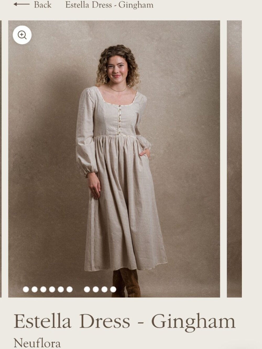 Neuflora Estella Beige Gingham - Picture 3 of 3